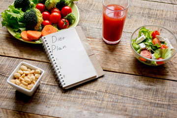 concept diet, slimming plan with vegetables mock up