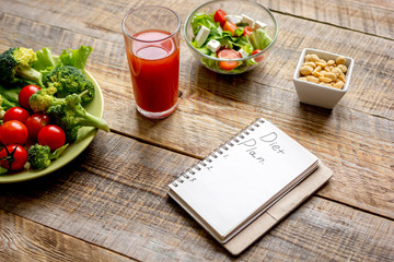 concept diet, slimming plan with vegetables mock up