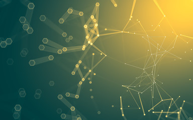 Abstract polygonal space low poly dark background, 3d rendering