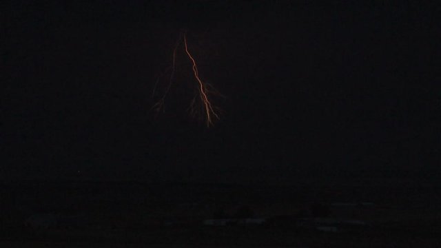Lightning Strike in Slow Motion at Night