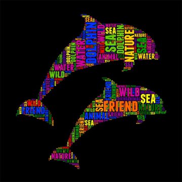 dolphin Typography word cloud colorful Vector illustration
