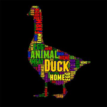 Duck Typography word cloud colorful Vector illustration