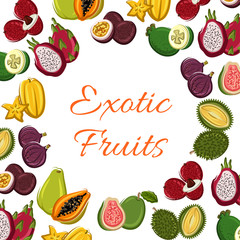 Exotic fresh fruits vector poster