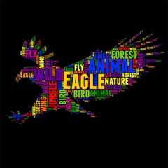 Obraz premium Eagle Typography word cloud colorful Vector illustration