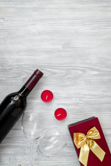 concept Valentine Day with wine top view mock up