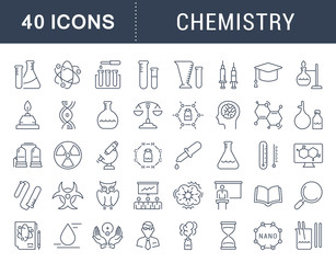 Set Vector Flat Line Icons Chemistry