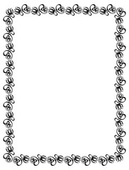 Black and white frame with flowers silhouettes. 