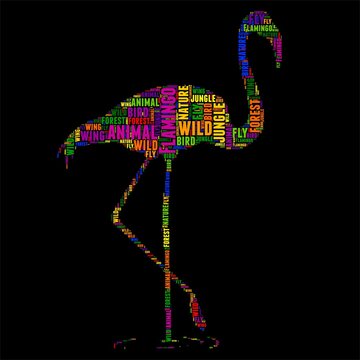 Flamingo Typography word cloud colorful Vector illustration