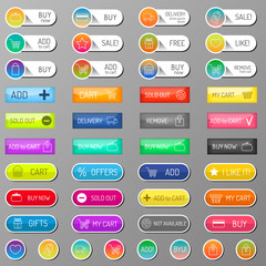 Web shop buttons isolated vector.