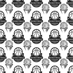 Basketball championship badge seamless pattern vector.