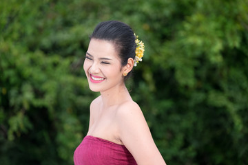 Naklejka premium smile woman portrait in Thai style