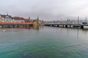 Chapel Bridge and Reuss River, Lucerne, Switzerland