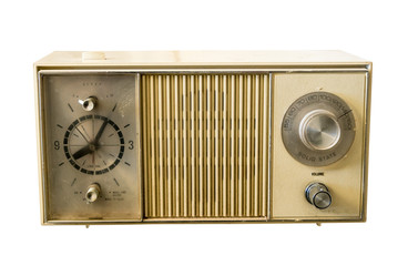 Retro ancient plastic clock radio