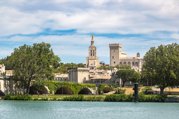 Popes Palace and Rhone river in Avignon