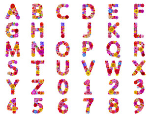 Flower text alphabet isolated on white background