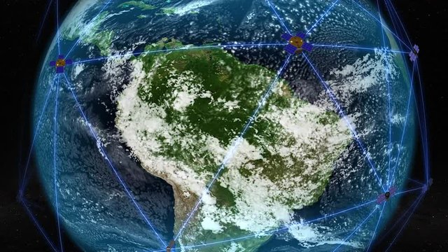 Satellites orbiting over South America. Elements of this image furnished by NASA.