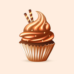 Realistic isolated sweet cupcake. eps10