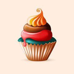 Realistic isolated sweet cupcake. eps10