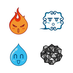 Obraz premium Fire, Water, Wind And Rock Icon