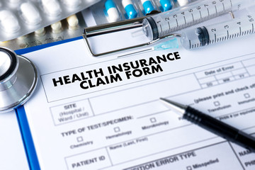 Fototapeta premium HEALTH INSURANCE CLAIM FORM , Application Concept health care