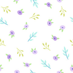 Cute small flowers. Vector hand drawn seamless pattern.