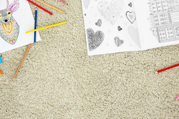 Coloring pictures for adults on floor