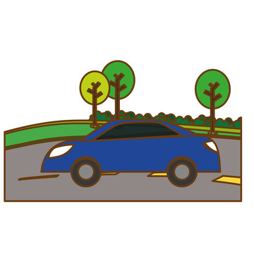 car on the road icon image vector illustration design 