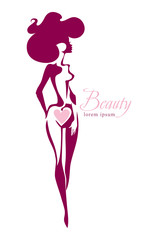 Beauty. Beautiful woman vector template. Idea of the logo for a beauty salon, model studio, and another.