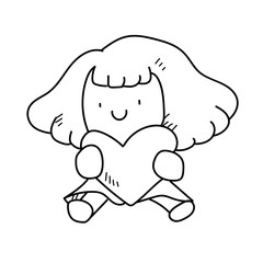 Freehand drawing illustration of doll