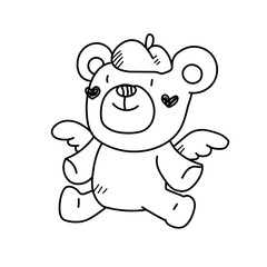 Freehand drawing illustration teddy bear