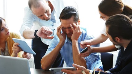 Business executive getting frustrated while working in office 4k - Powered by Adobe