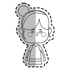 kawaii girl icon over white background. vector illustration