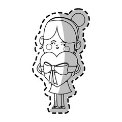 kawaii girl icon over white background. vector illustration