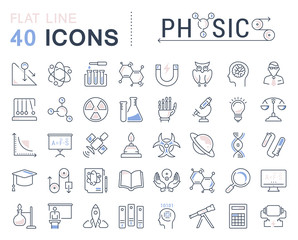 Set Vector Flat Line Icons Physic