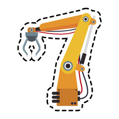 robotic arm, industrial  machine  over white background. colorful design. vector illustration