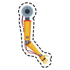 robotic arm, industrial  machine  over white background. colorful design. vector illustration