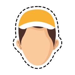 delivery man cartoon icon over white background. colorful design. vector illustration