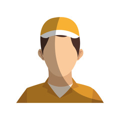 delivery man cartoon icon over white background. colorful design. vector illustration