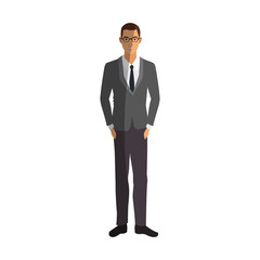 businessman wearing executive clothes over white background. colorful design. vector illustration