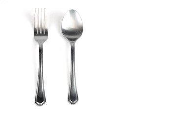 spoon and fork isolated on white background