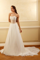 Fototapeta premium Classical young gorgeous bride with long brown hair. Studio shoot