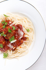 Pasta with meatballs and tomato sauce