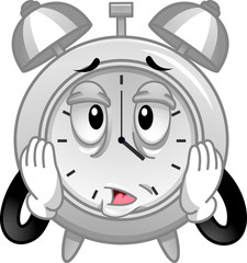 Mascot Alarm Clock Stressed Tired