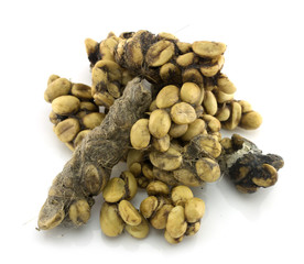 Kopi Luwak or civet coffee isolated on white background