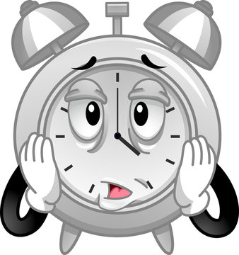 recommend clip art: Mascot Alarm Clock Stressed Tired
