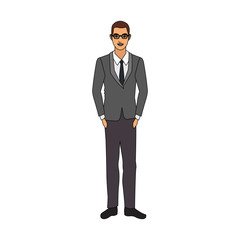 Obraz premium businessman wearing executive clothes over white background. colorful design. vector illustration