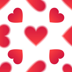 Romantic seamless pattern with red hearts. Love and romantic symbols. Vector illustration for background, wallpaper, banner or Valentine's Day greeting card.