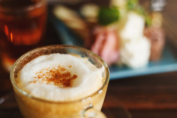 Coffee cappuccino in a coffee cup