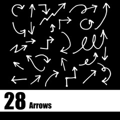 Hand drawn arrow set collection of black direction pencil sketch symbols, vector illustration graphic design