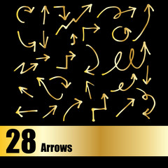 Hand drawn arrow set collection of black direction pencil sketch symbols, vector illustration graphic design